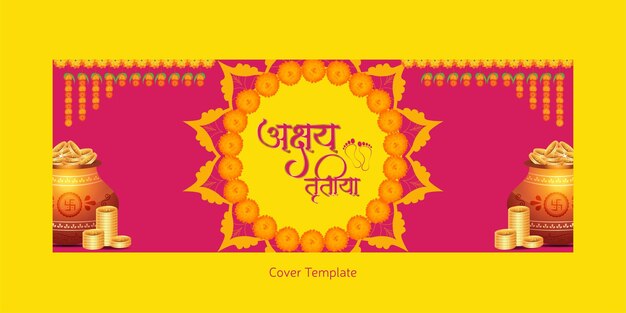 Festival religioso indiano felice disegno della pagina di copertina di akshaya tritiya