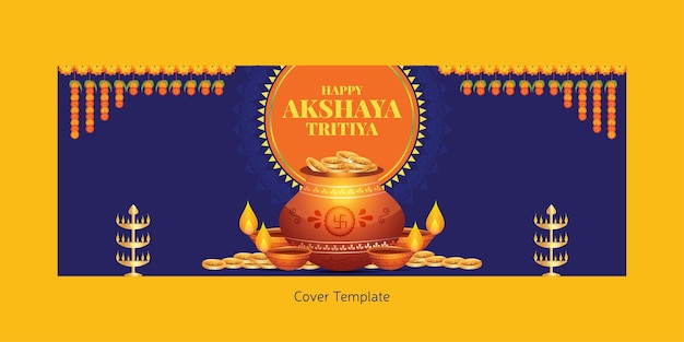 Vector indian religious festival happy akshaya tritiya cover page design