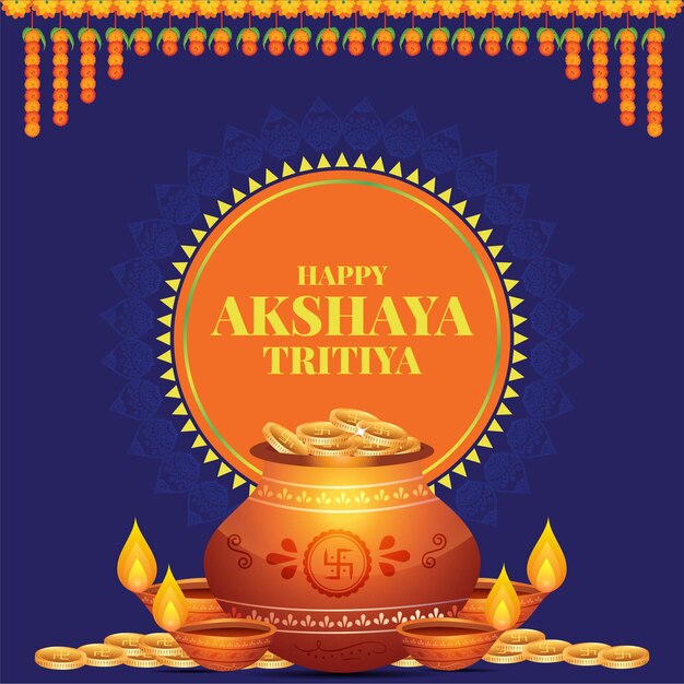 インドの宗教祭幸せなAkshayaTritiya挨拶テンプレートデザイン