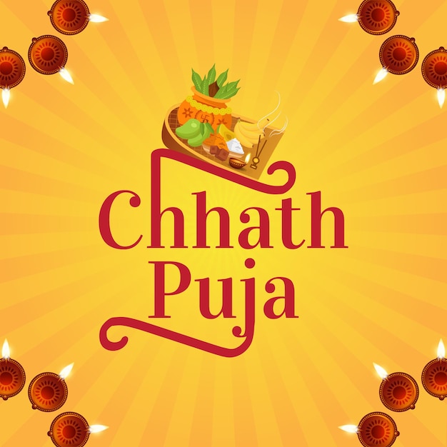 Indian religious festival Happy Chhath Puja banner design template