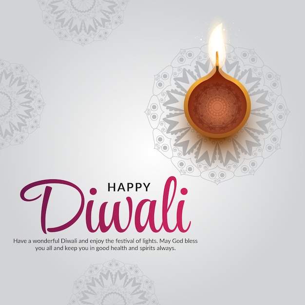 Indian religious festival happy diwali banner design template