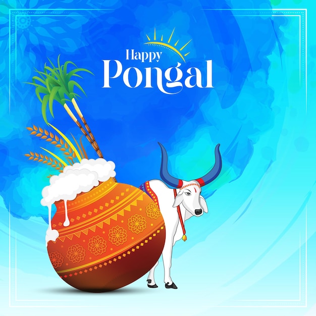 ベクトル インドの宗教的な祭りの幸せな pongal 背景デザイン テンプレート