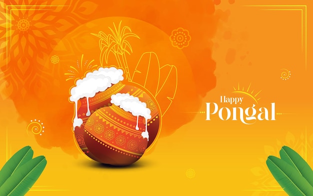 Vector indian religious festival happy pongal background design template