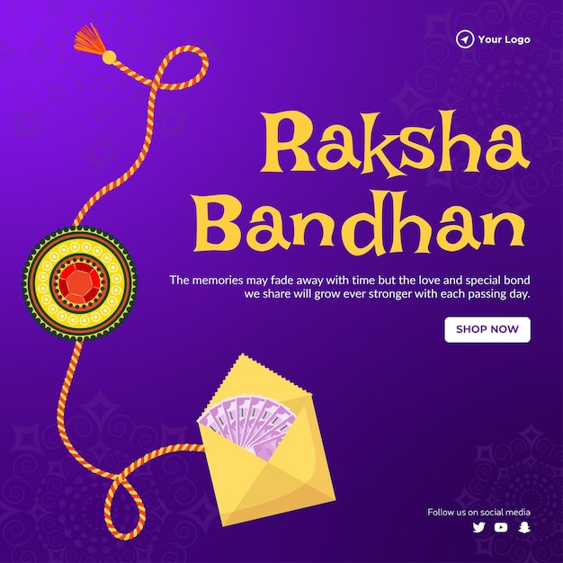 Индийский религиозный фестиваль счастливый шаблон дизайна баннера Ракша Бандхан