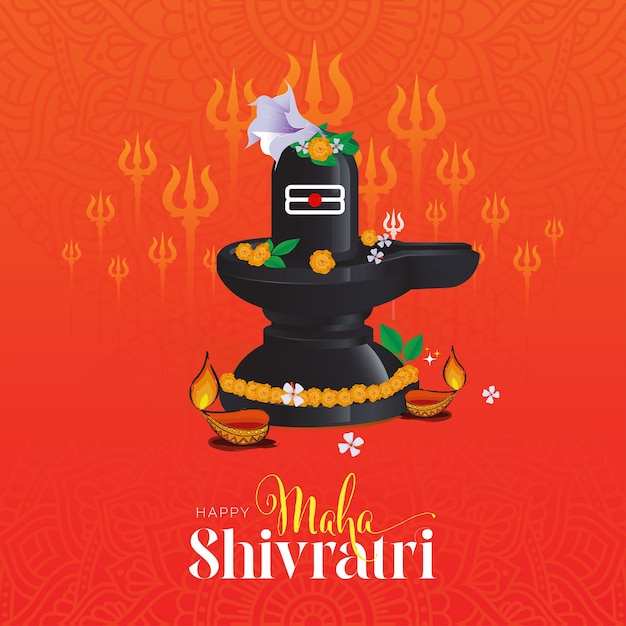 Indian religious festival maha shivratri greeting background template