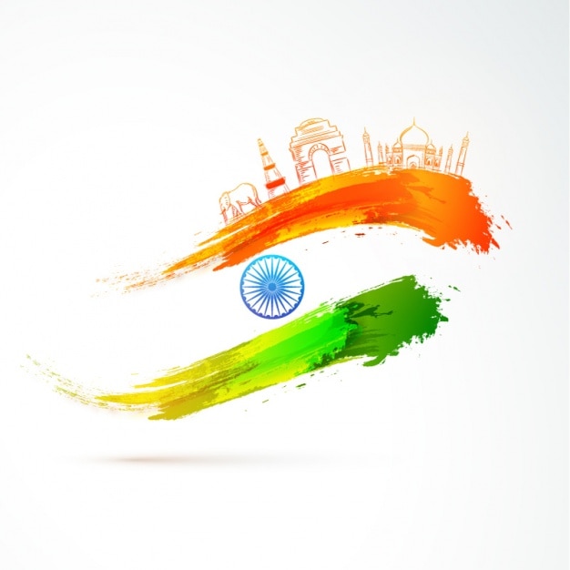 Indian republic day background with abstract flag and decorative items