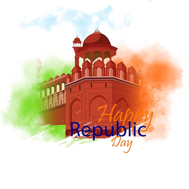 Indian republic Day celebrations with 26th January india 3d text and Ashoka Wheel