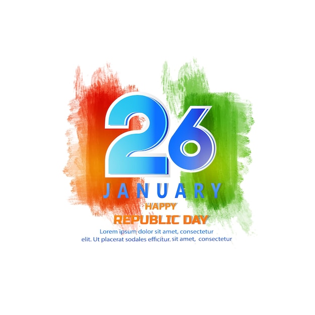 1月26日のインド3dテキストとアショカ・ホイールによるインド共和国記念日のお祝い