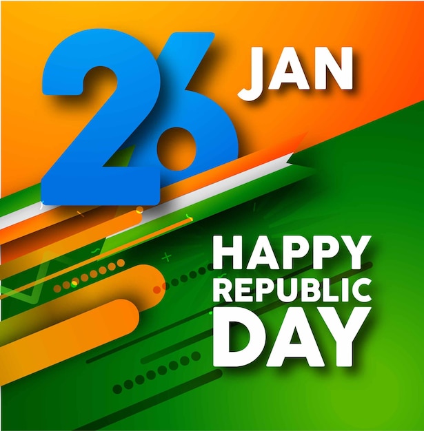 Vector indian republic day concept with text 26 january vector illustration design free vector