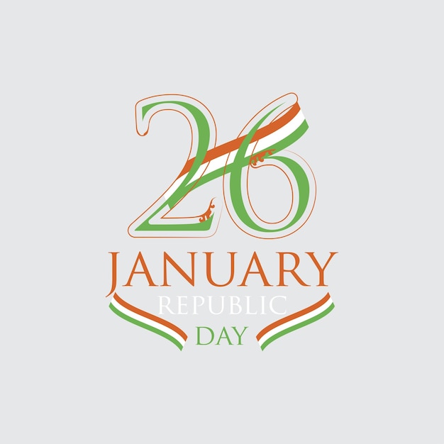 Vector indian republic day with text 26 january. vector illustration independence day design.