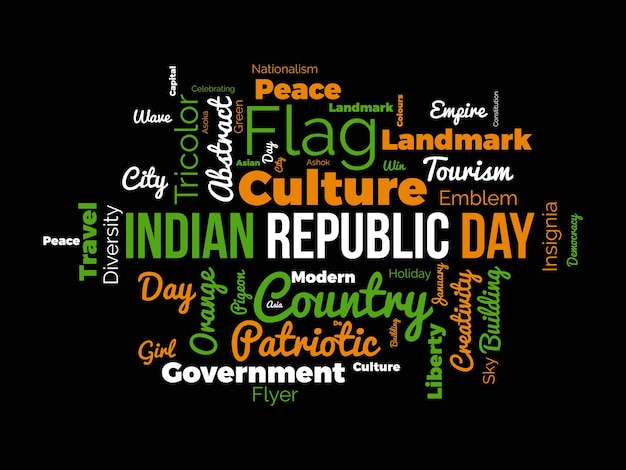 Indian Republic Day world cloud background Federal awareness Vector illustration design concept