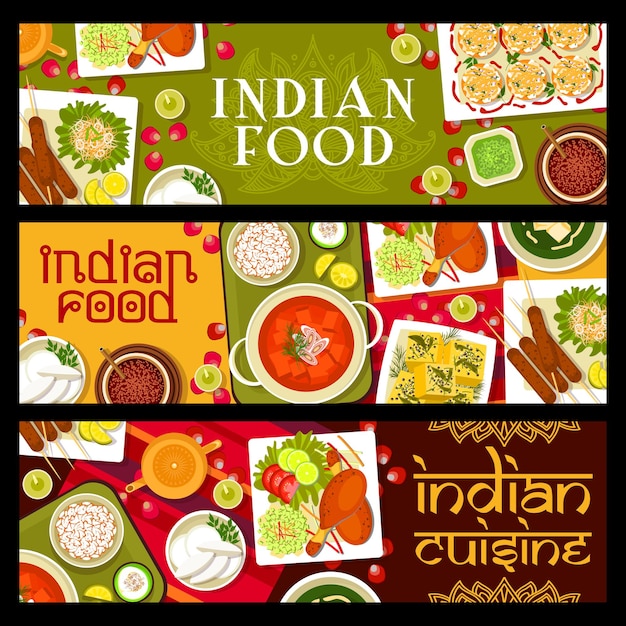 Vector indian restaurant meals and dishes