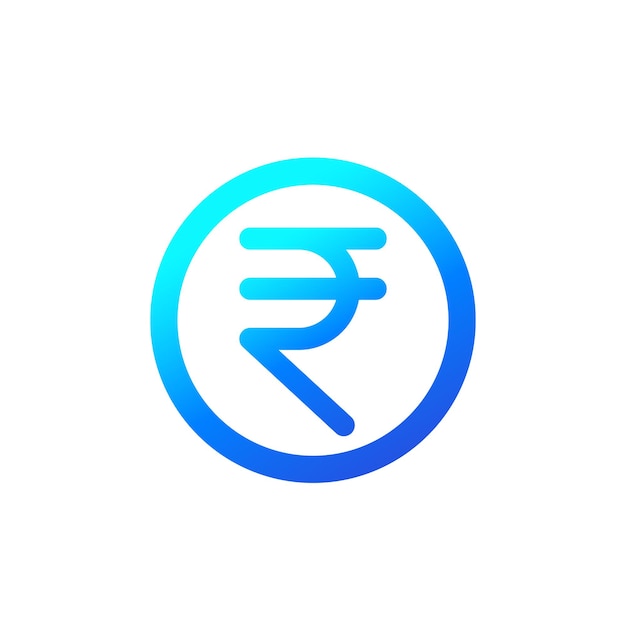 Индийская рупия векторный icon на белом