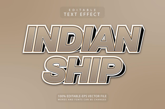 Indian ship editable text effect 3 dimension emboss cartoon style