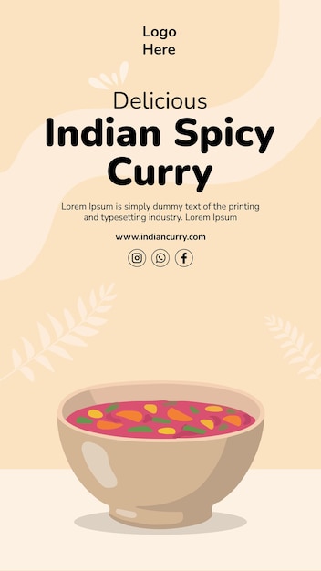Indian spicy curry vector illustration