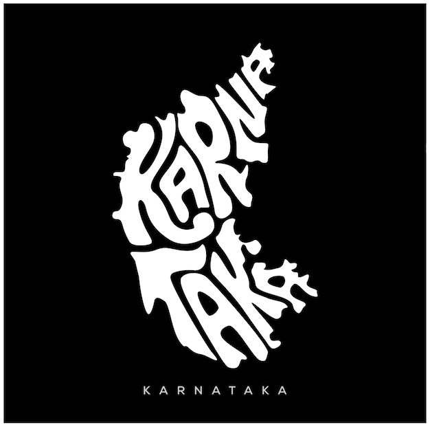 Indian state Karnataka map lettering Karnataka map lettering Map typography