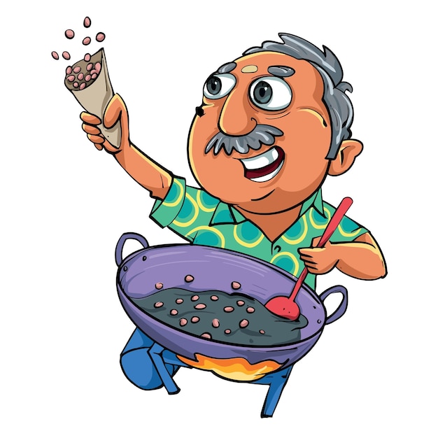 Vector indian street food seller vector illustration