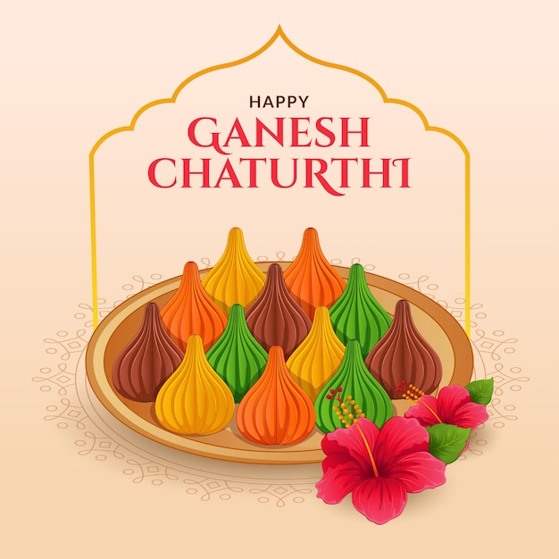 Ganesh Chaturthi를 위한 인도 과자 Modak Mava Modak Thali