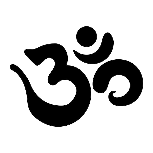 Вектор Индийский символ религиозного знака индуизма и буддизма, практика йоги и мантры, священный звук, духовная медитация, векторная икона