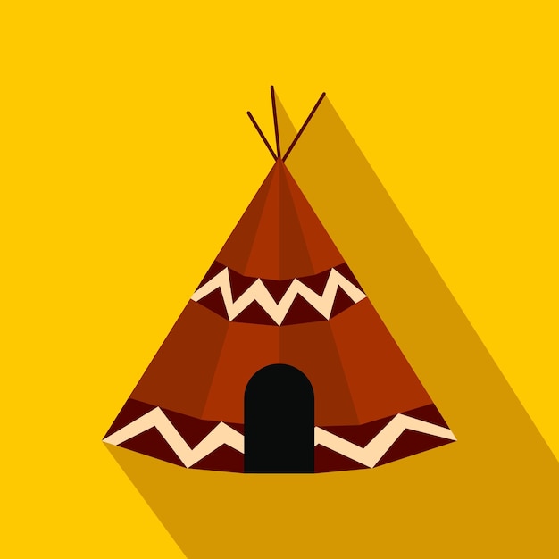 Vettore icona piana di tenda indiana su sfondo giallo