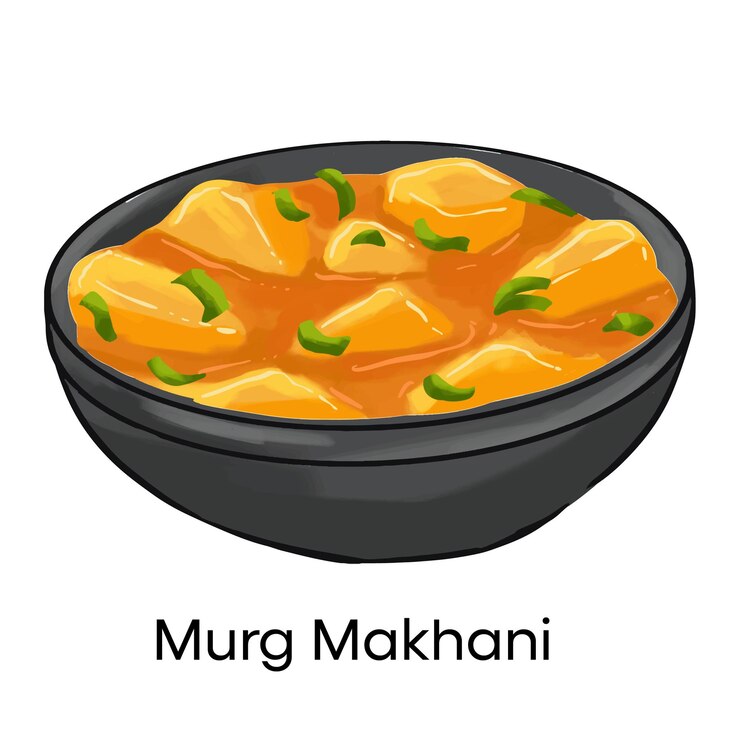 Вектор традиционная индийская кухня мург махани