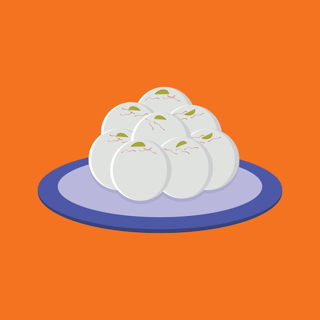 Indian traditional dessert sweet rasgulla vector illustration