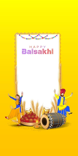 Vettore festa tradizionale indiana di baisakhi o vaisakhi