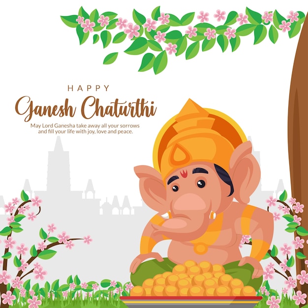 Indian traditional festival happy Ganesh Chaturthi banner design template