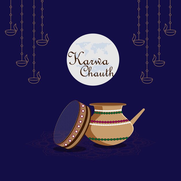 해피 카르와 차우트 카드의 인도 전통 축제