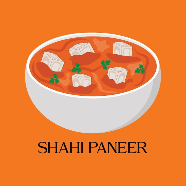 Indian traditional food shahi paneer vector illustration