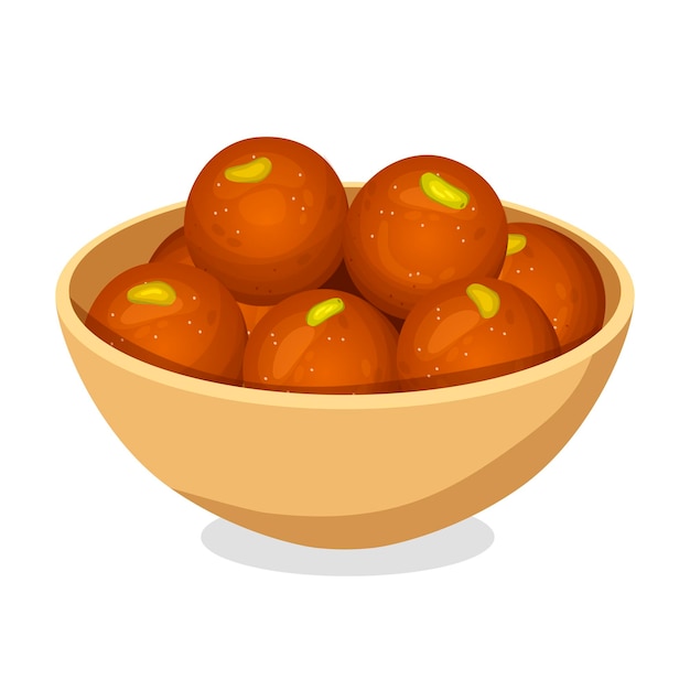 Vector indian traditional sweet gulab jamun vector illustration