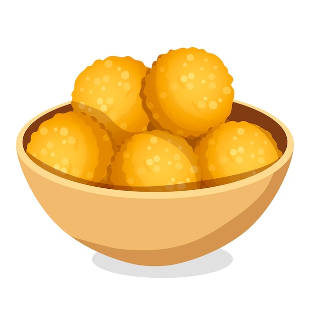 Indian traditional sweets laddu in plate Vector illustration