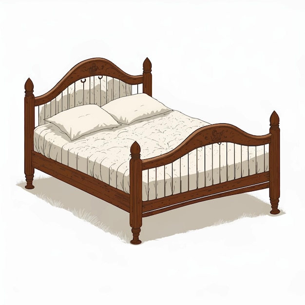 Indian Traditional Wooden Bed Vector Illustration