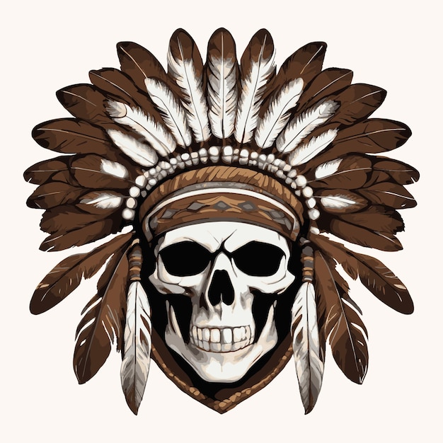 Indian tribal chief skull tshirt icon illustration