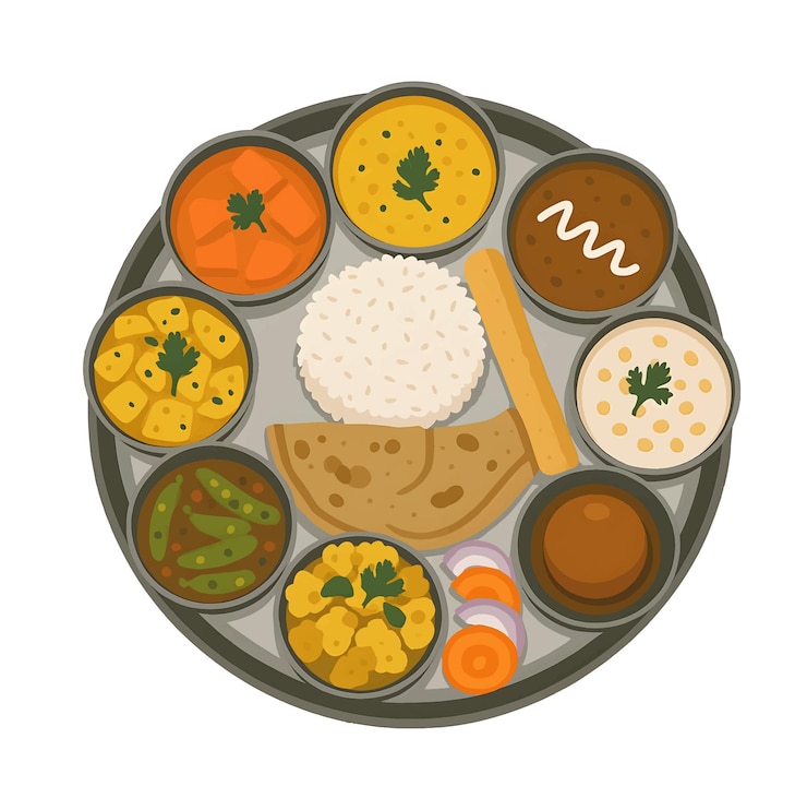 वेक्टर indian vegetarian thali illustration