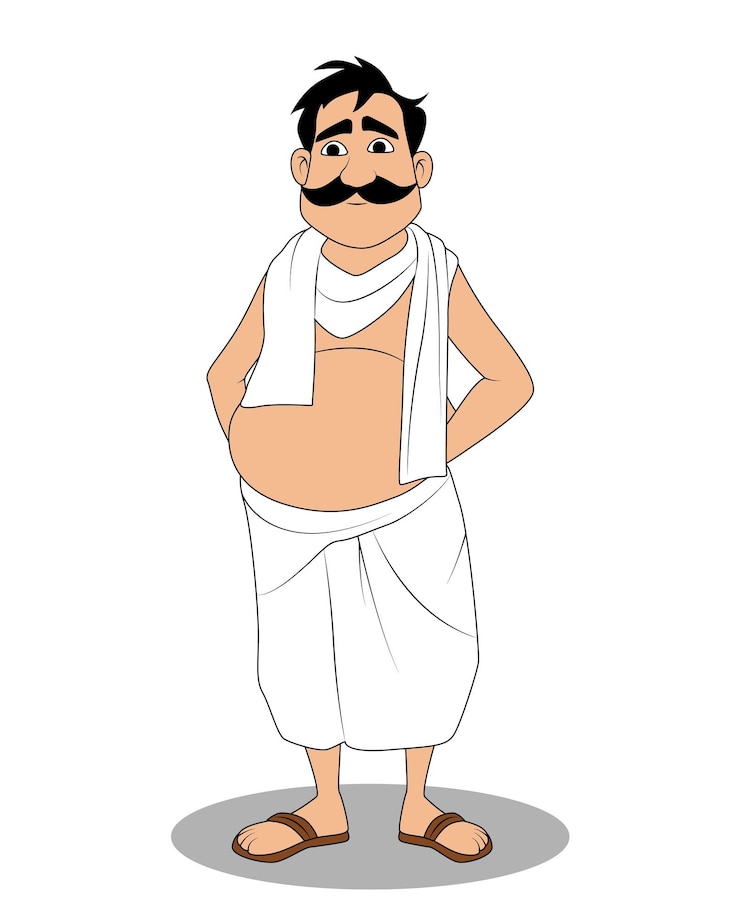 वेक्टर indian village common man cartoon character artwork