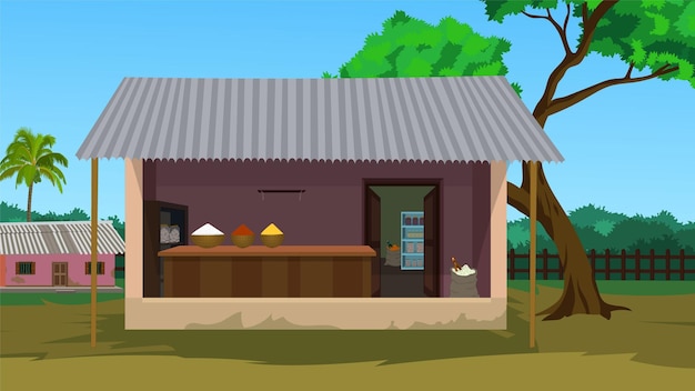 indian village grocery store background indian rural village road asian food shop landscape