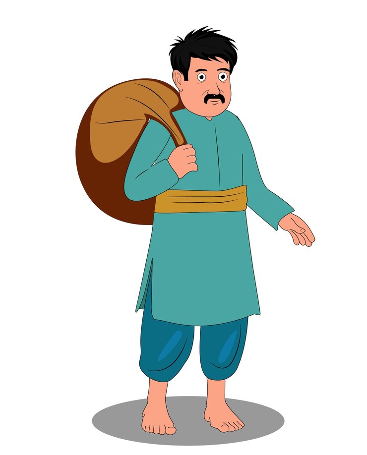 वेक्टर indian village labour man cartoon character design