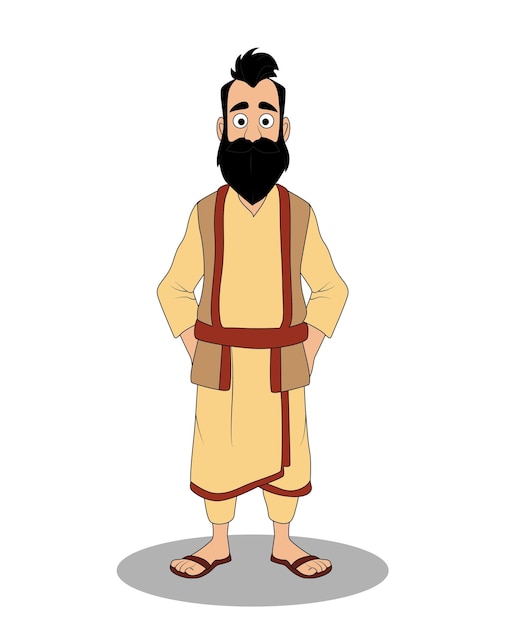 indian village man cartoon character design for cartoon stories