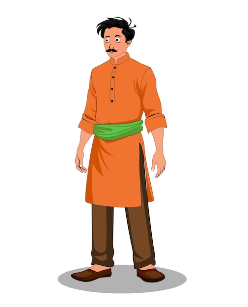 indian village man cartoon character design