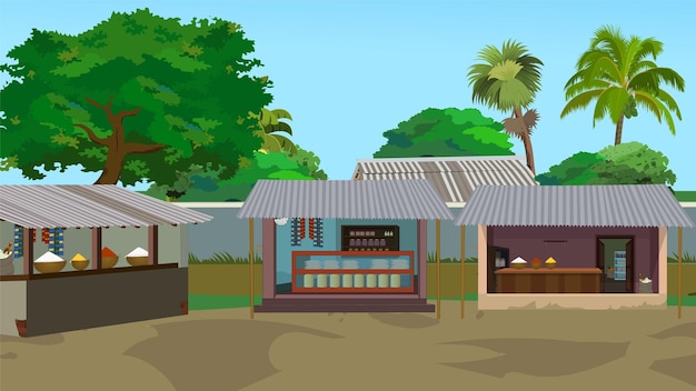 indian village market indian market with tea stall and grocery shop asian rural village landscape