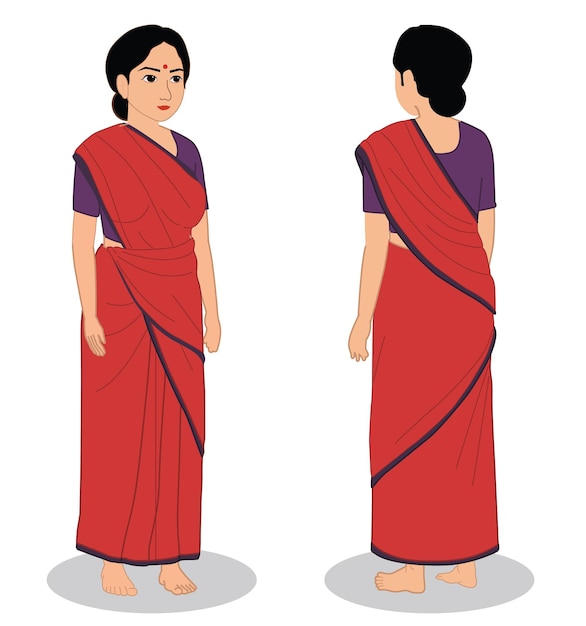 Vettore disegno di personaggi di cartoni animati di donne di villaggio indiane per storie di animazione 2d