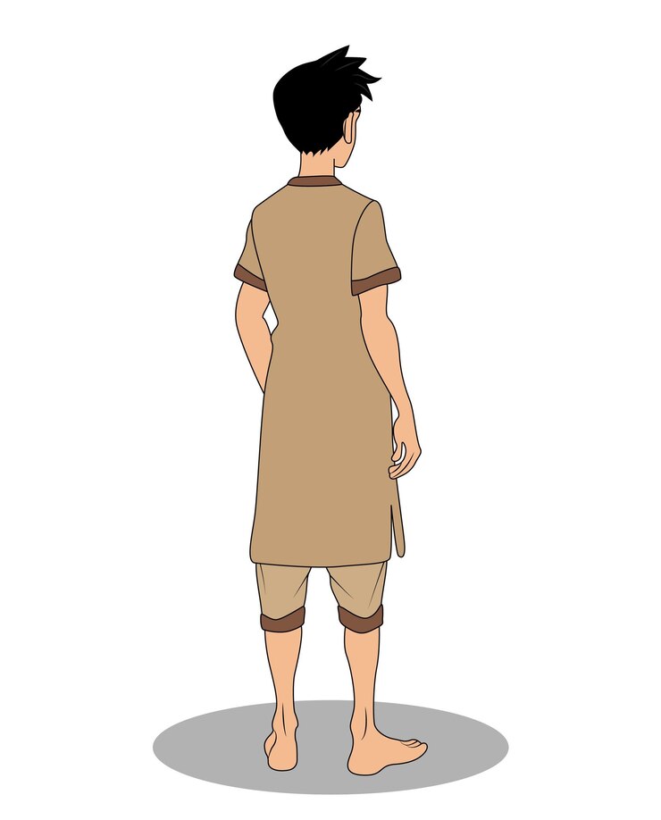 Vector indian village young boy cartoon character design for cartoon stories