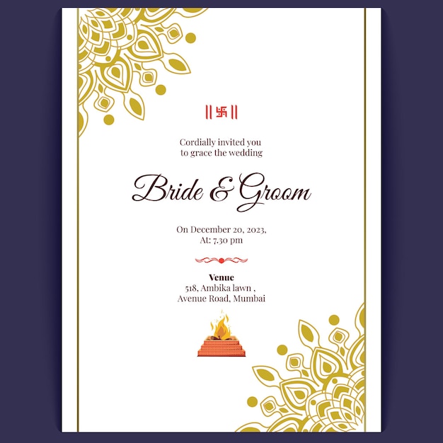 ベクトル インドの結婚式のカードデザイン 結婚式の招待状のテンプレート
