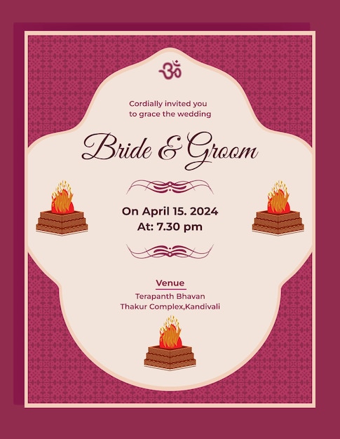 Vector indian wedding card design wedding invitation template