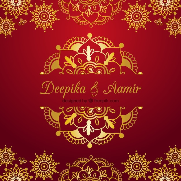 Indian wedding card on a red background