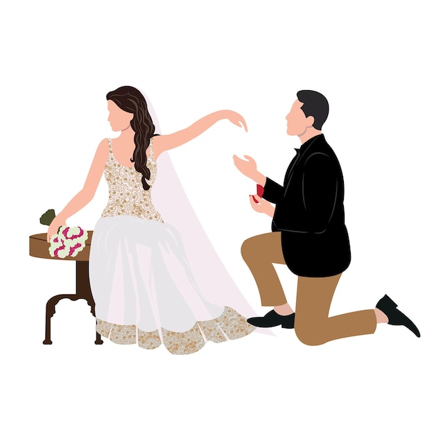 Vector indian wedding couple illustration for wedding