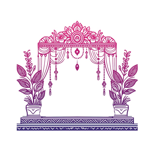 Vector indian wedding floral mandap clip art