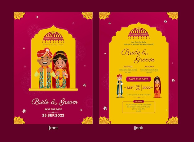 Vector indian wedding invitation card template design