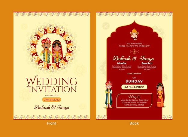 Vector indian wedding invitation card template design